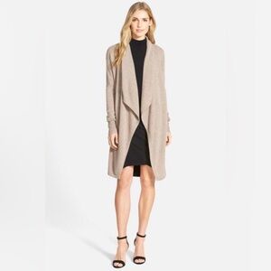 Halogen Tan Longer Cashmere Stylish Open Front Cardigan size XS